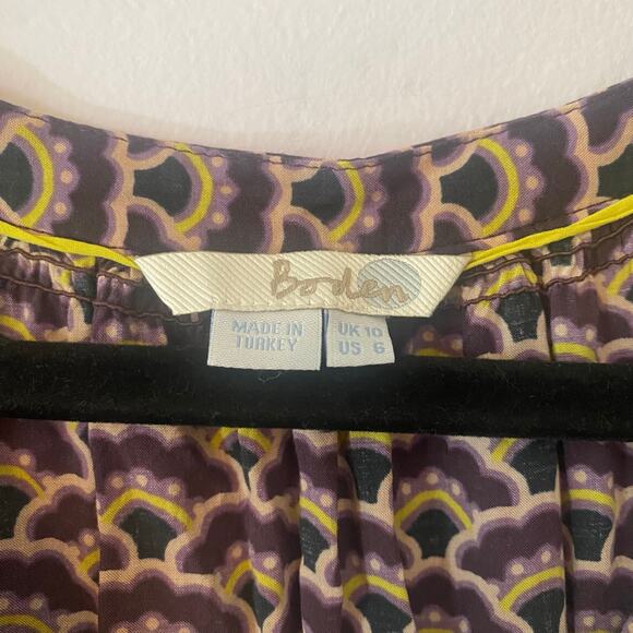 Boden Women's size 6 Purple Green Patterned Lightweight Long Sleeve Blouse Top - Picture 2 of 9